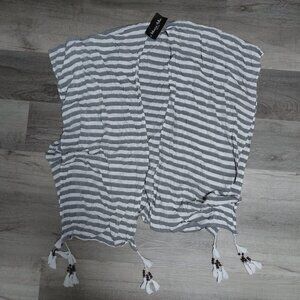 Marcus Alder Grey and White Striped Topper with Tassels